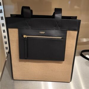 Burberry Black and Beige Canvas Tote
